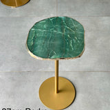 Mesa Lateral de Pedra especial com Pedestal Dourado 55cm