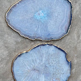 Bandeja Ágata Azul com Acabamento Prateado