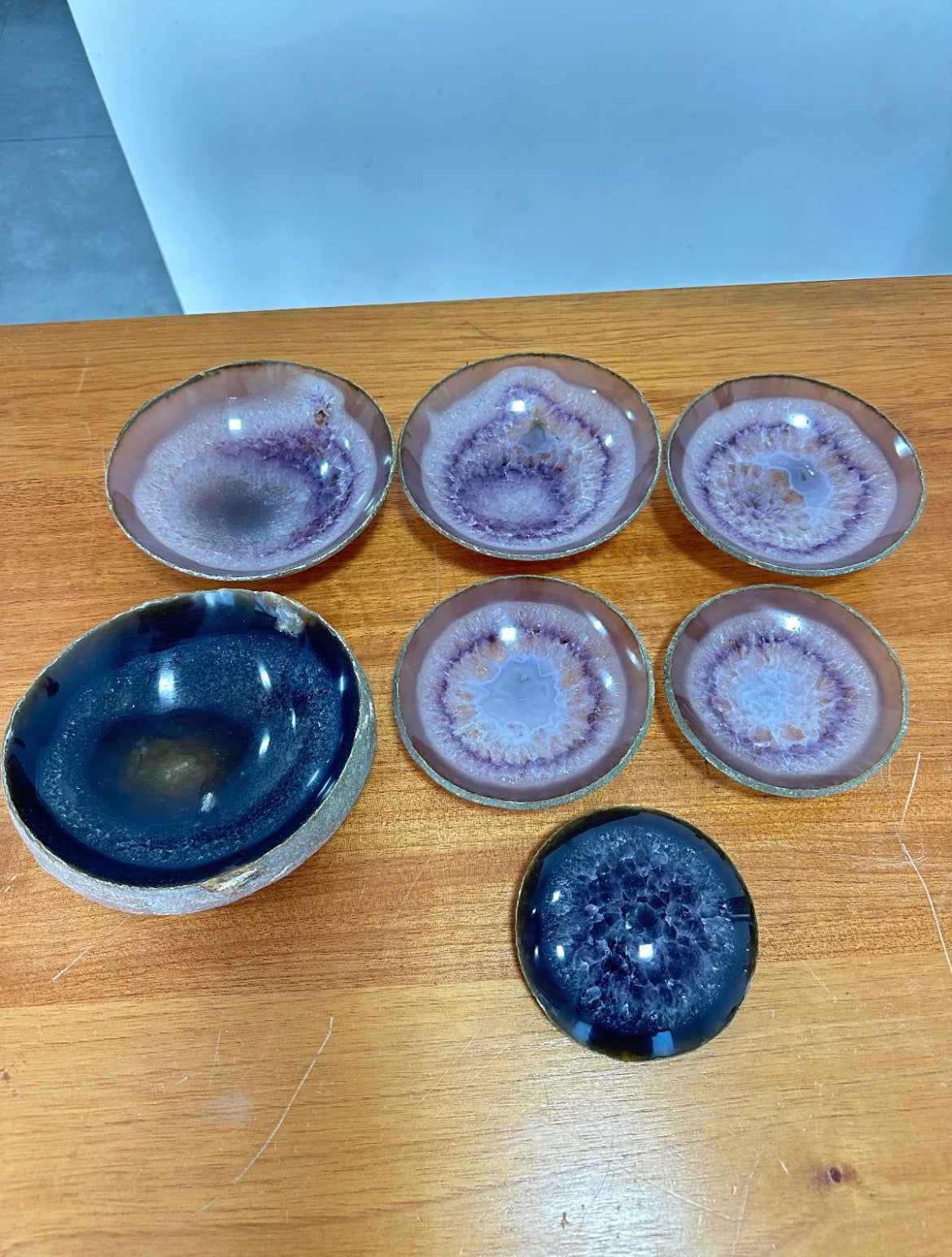 Bowl de Luxo Ágata Roxa e Azul 7 Peças