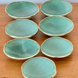 Bowl em Ágata Azul com Acabamento Dourado 7 Peças