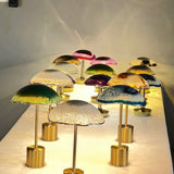 Abajur Decorativa de Ágata Natural com Base Dourada